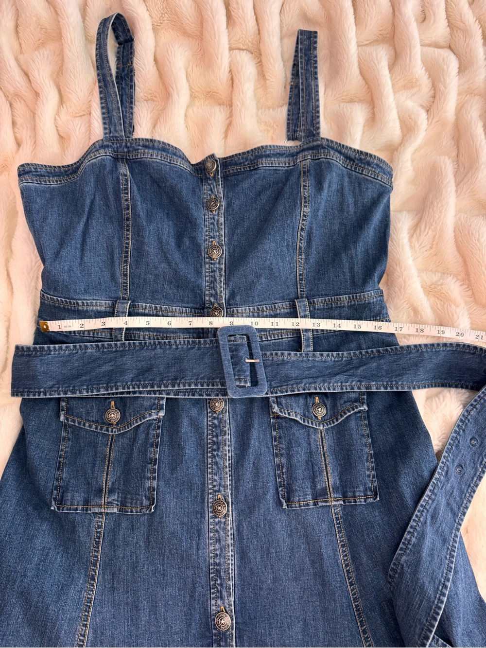 cinq a sept Dark Blue Denim Midi Dress with Belt - Picture 6 of 6